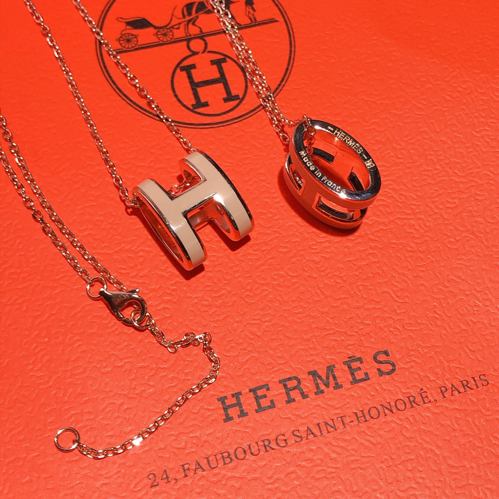 18K Hermes Mini Pop Grey Necklace