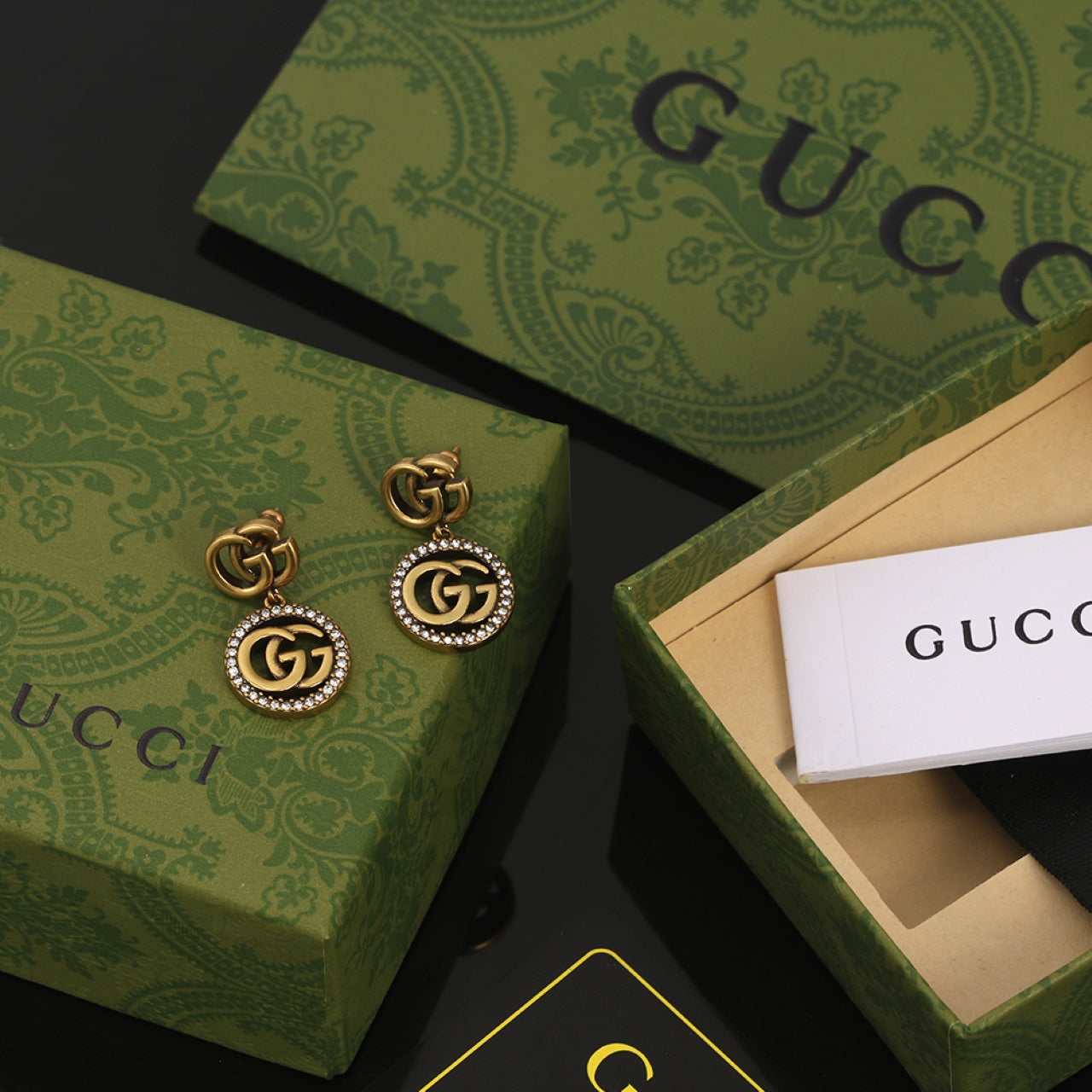 18K Gucci Double Crystals Vintage Earrings