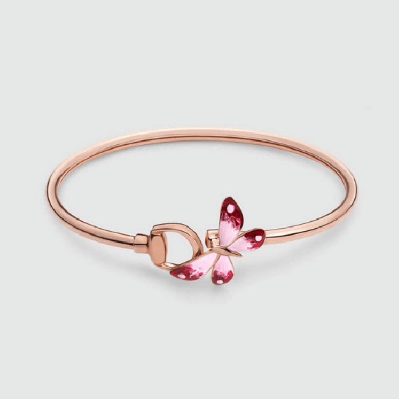 18K Gucci Double Flora Bangle Bracelet