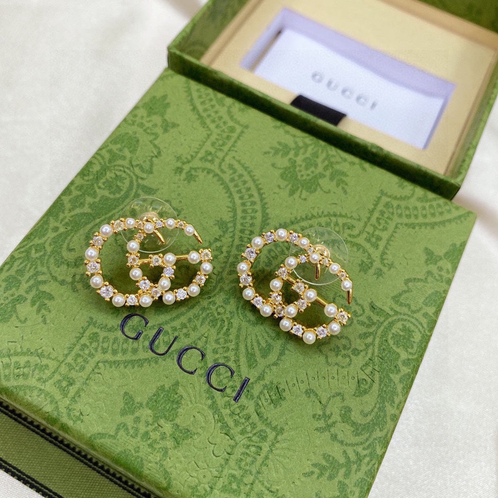 18K Gucci Double Pearls Earrings
