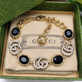 18K Gucci Double Black Stones Chain Bracelet