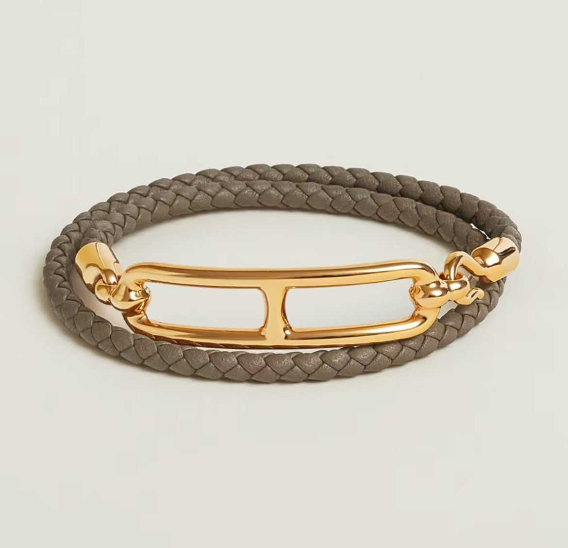 18K Hermes Roulis Double Tour Grey Bracelet