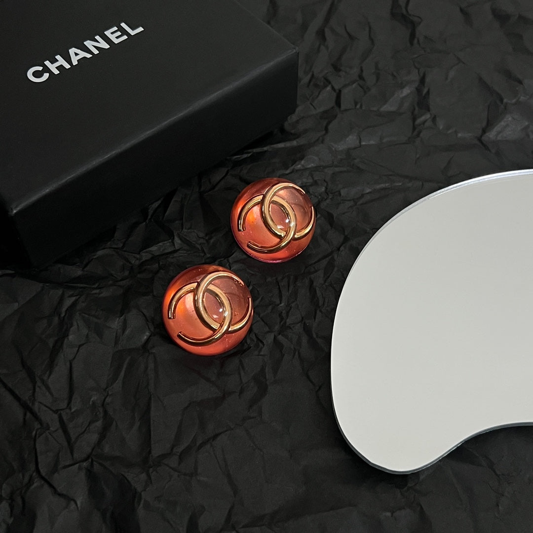 18K Chanel Vintage Red Crystal Earrings