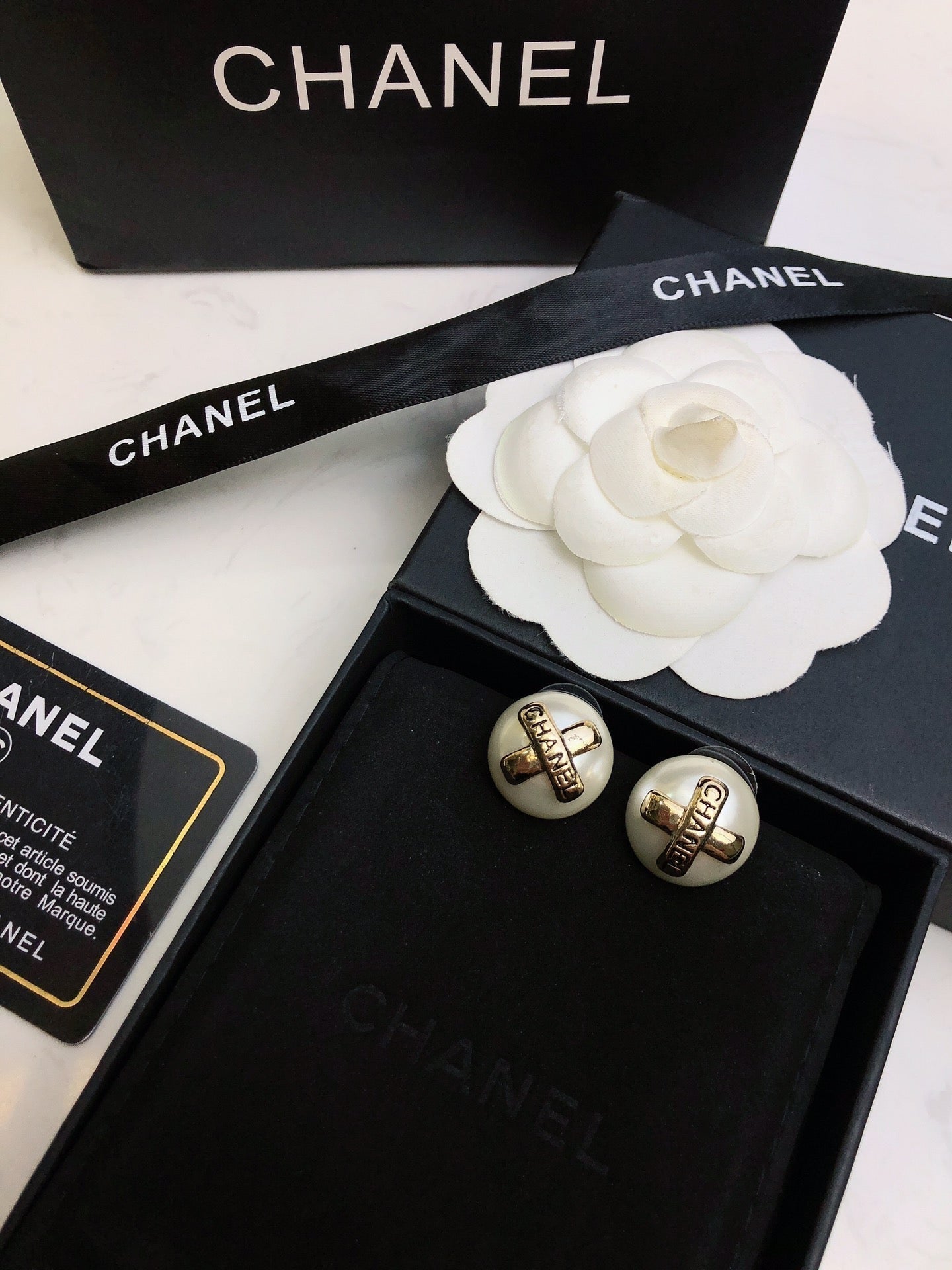18K Chanel Pearl Earrings