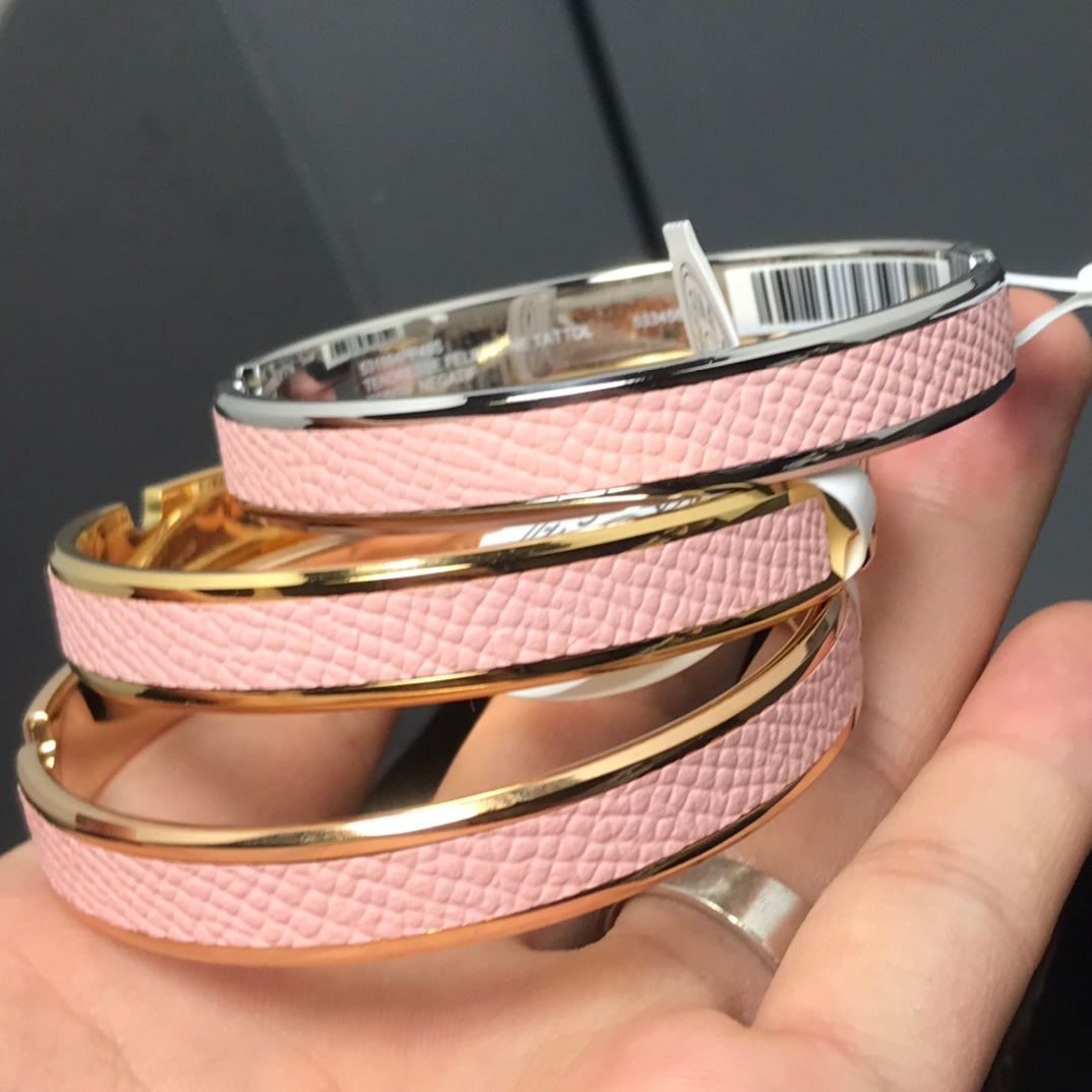 18K Hermes Olympe Light Pink Bracelet