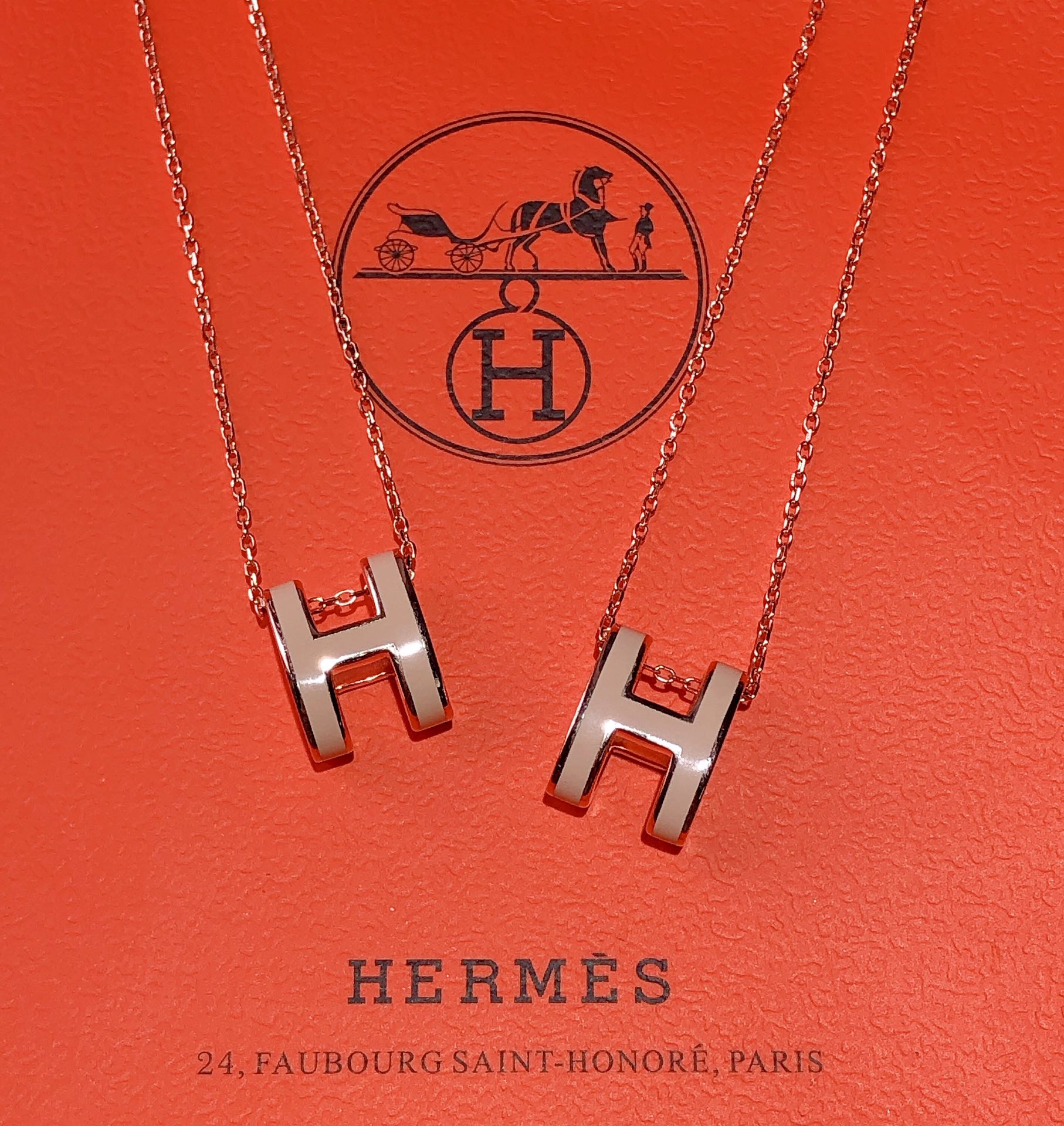 18K Hermes Mini Pop Grey Necklace