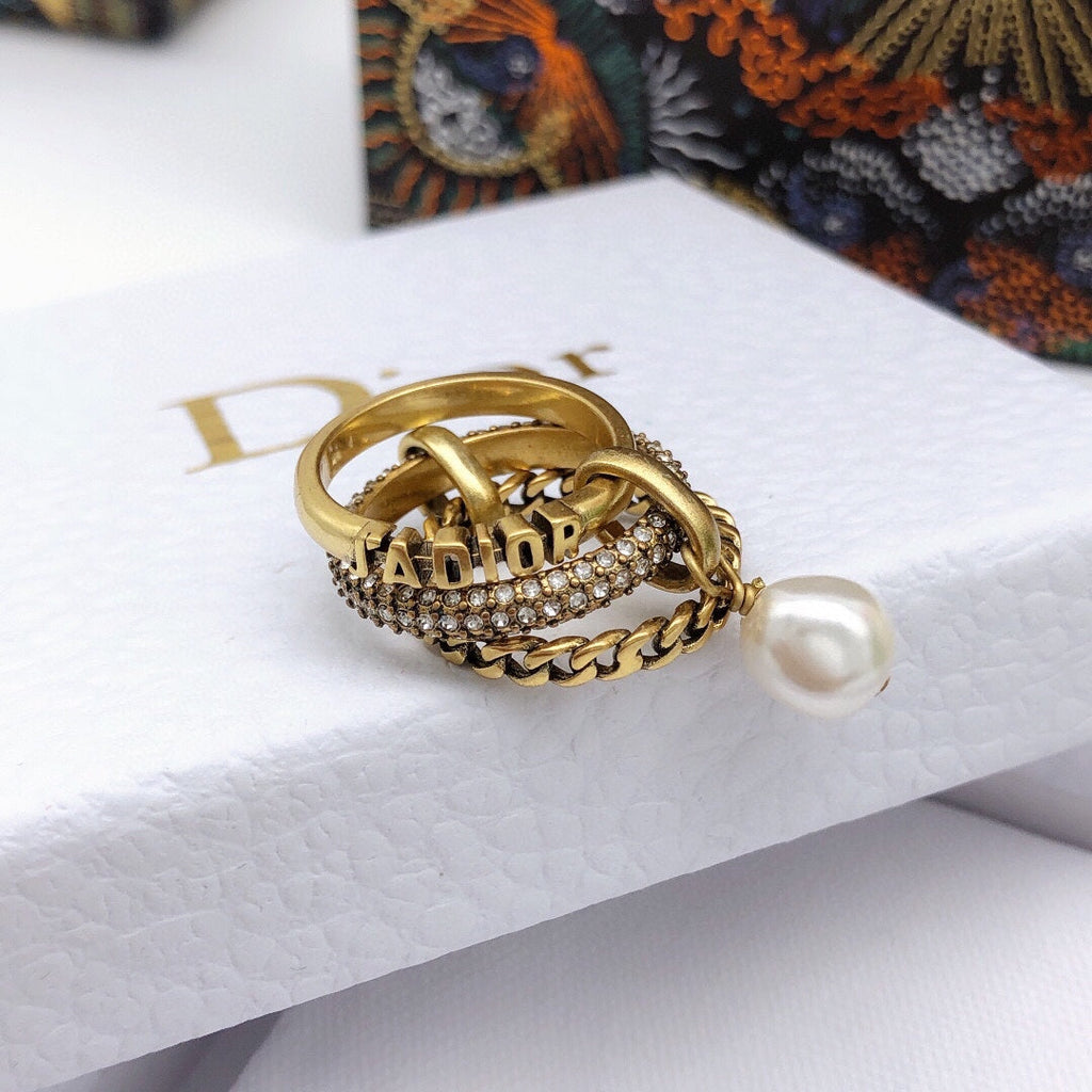 18K Dior Pearl & Crystal J'Adior Ring