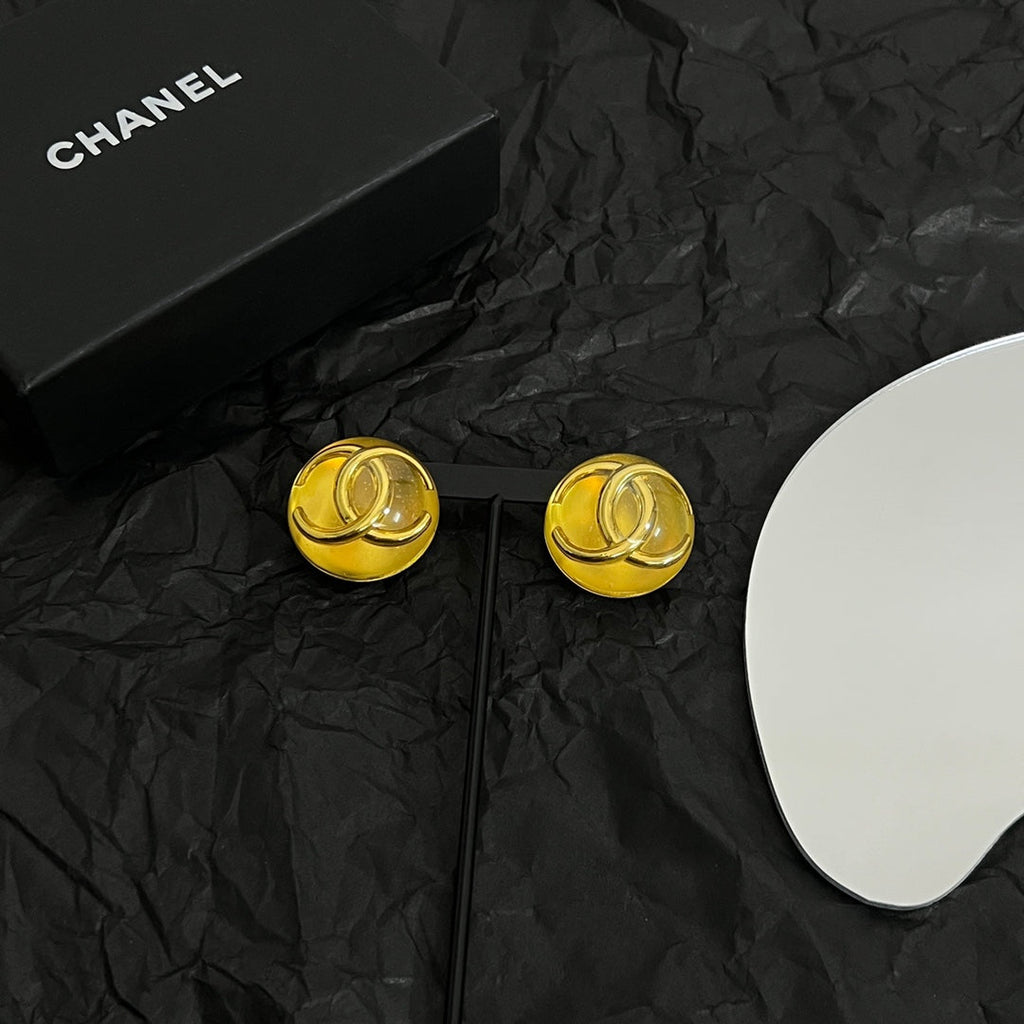 18K Chanel Vintage Yellow Crystal Earrings