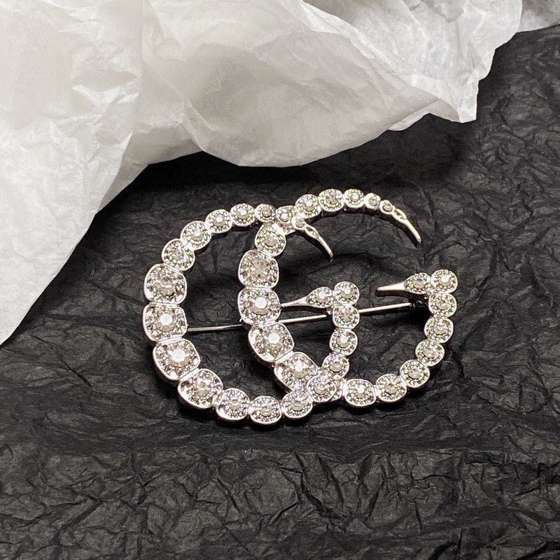 18K Gucci Double Crystal Brooch
