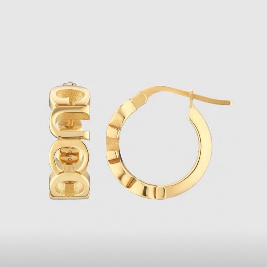 18K Gucci Double Script Earrings