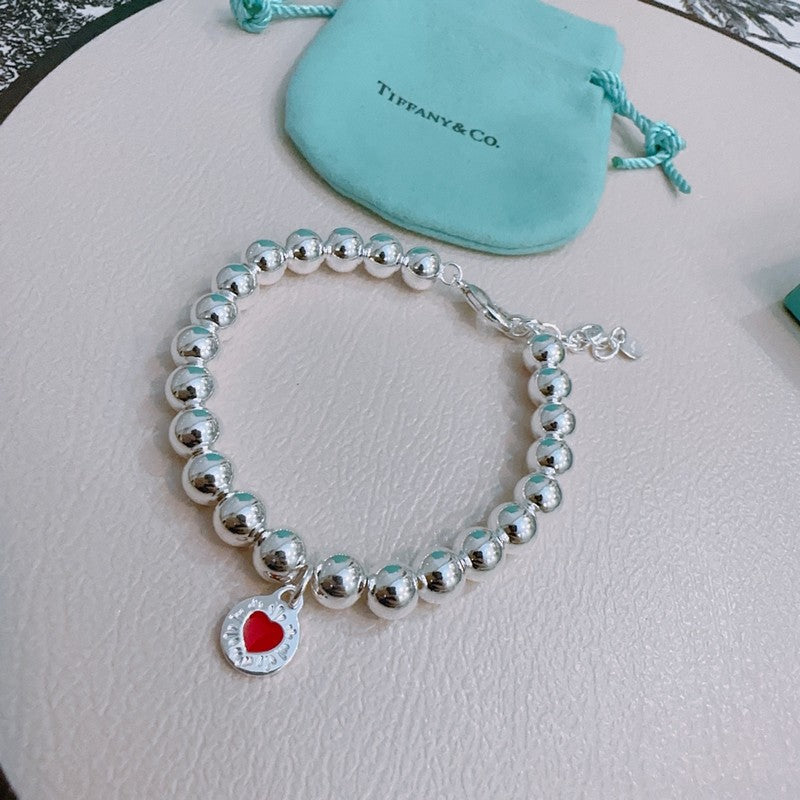 18K Tiffany Return to Red Heart Bead Bracelet