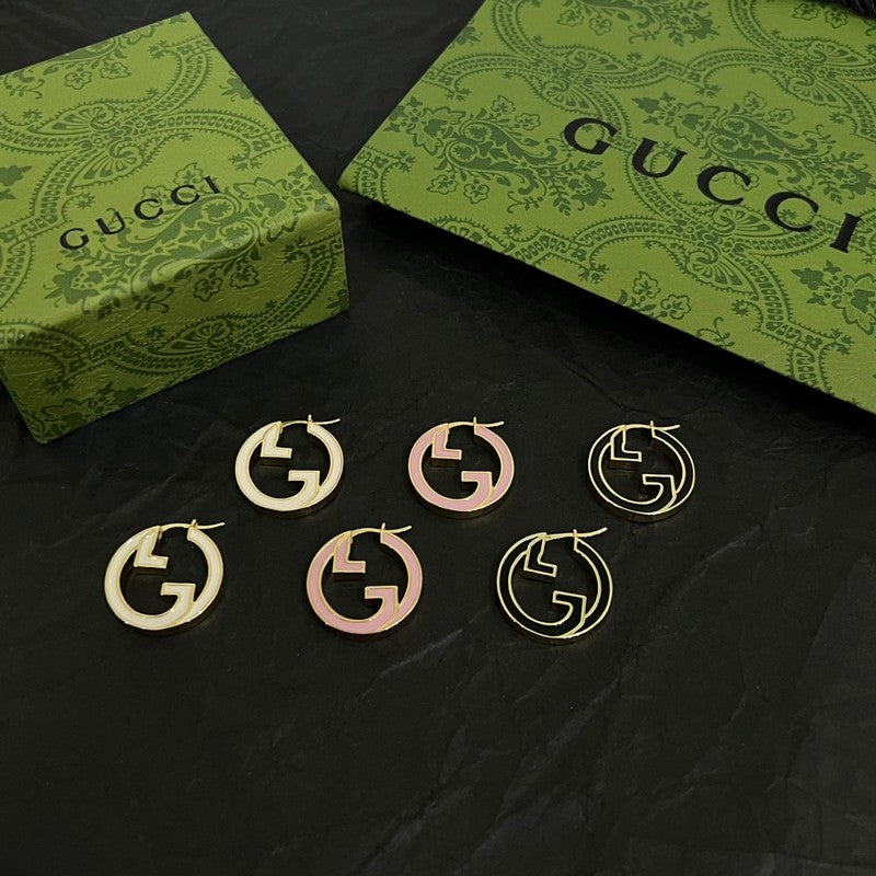 18K Gucci Double Color Hollow Earrings