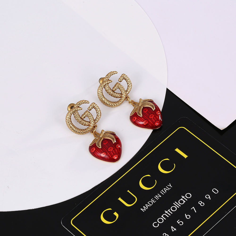 18K Gucci Double Strawberry Earrings