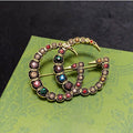 18K Gucci Double Color Crystal Brooch