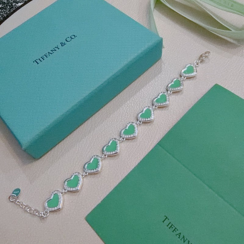 18K Tiffany Return to Green Heart Tag Bracelet