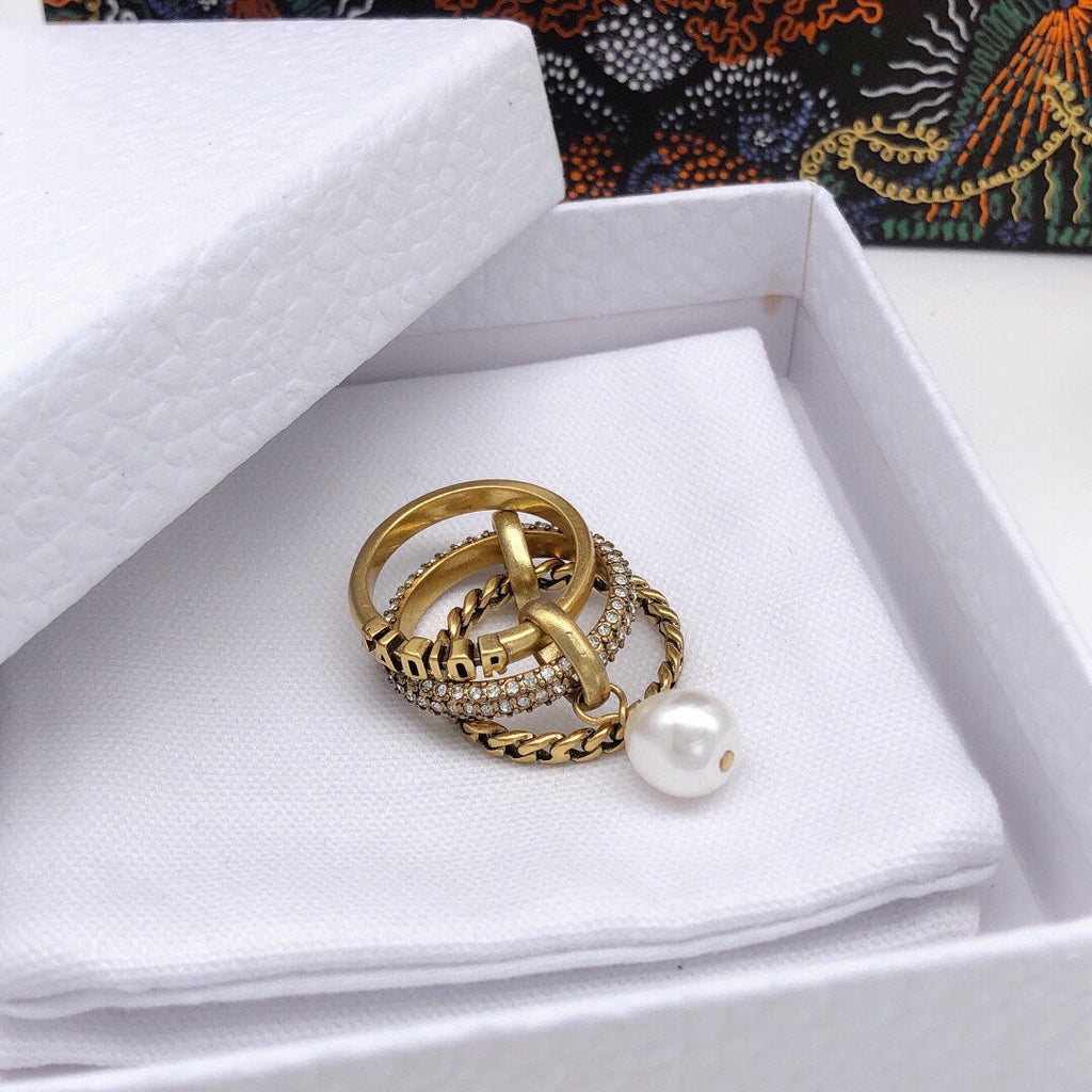 18K Dior Pearl & Crystal J'Adior Ring