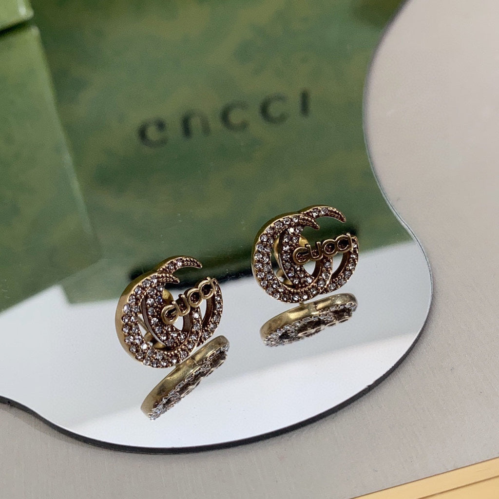 18K Gucci Double Logo Diamonds Earrings
