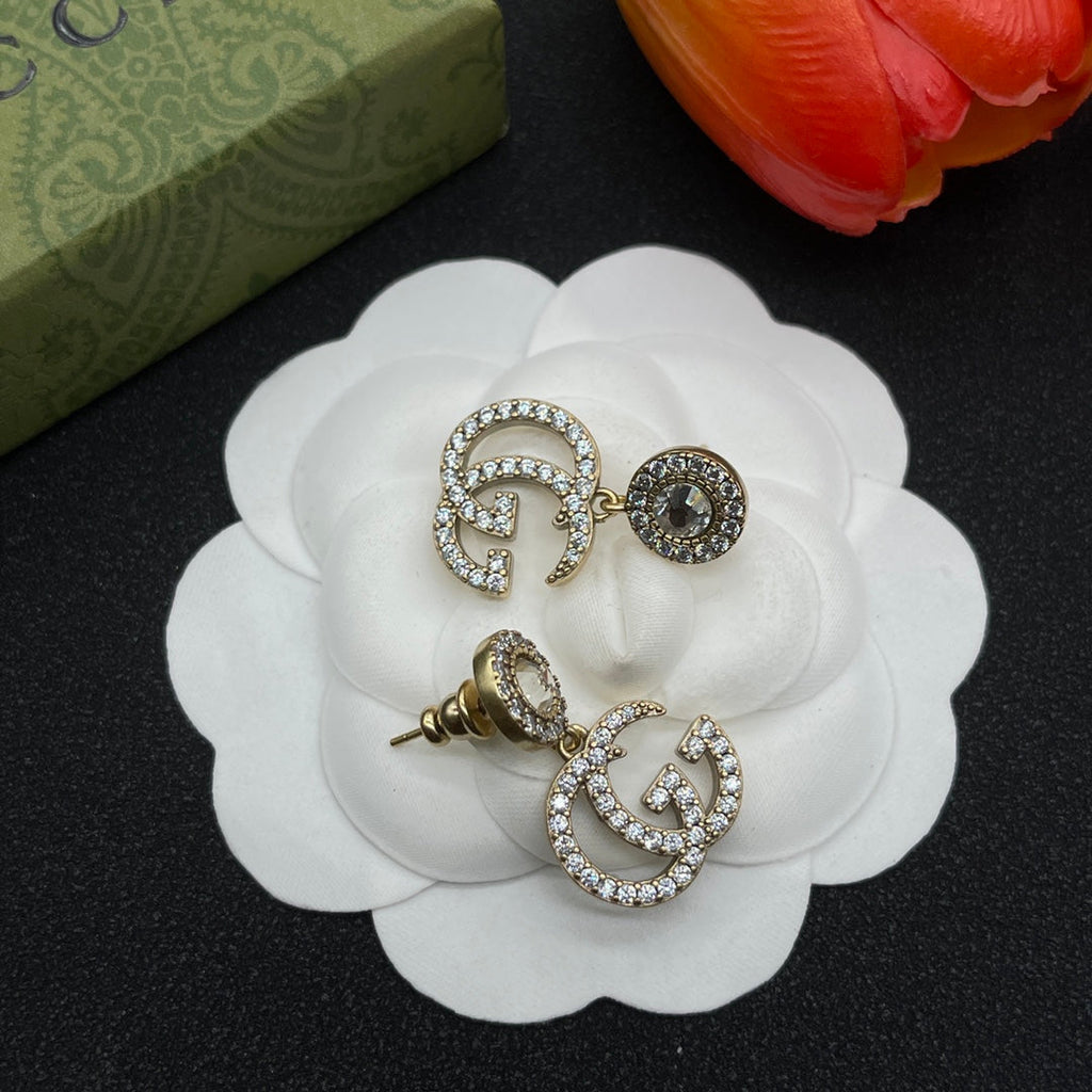 18K Gucci Double Crystals Earrings