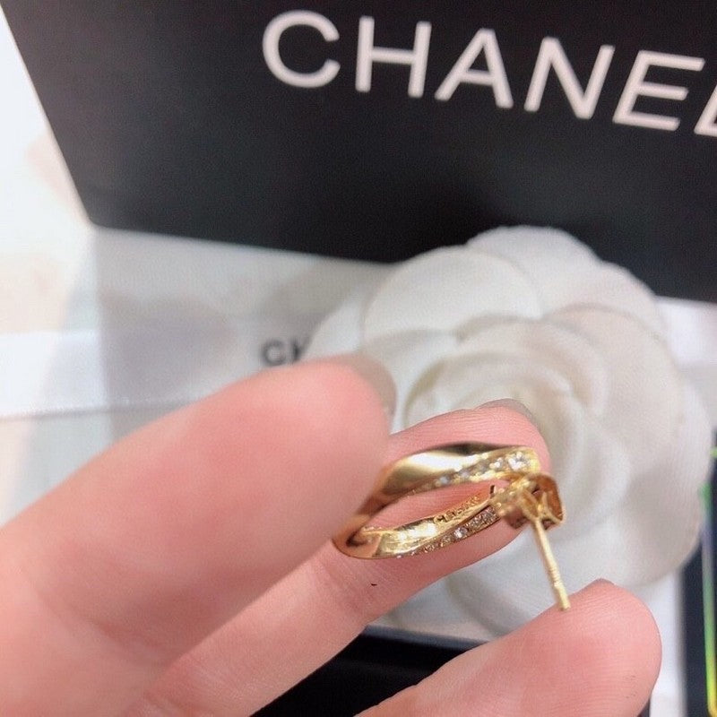 18K Chanel Half Circle Diamond Earrings