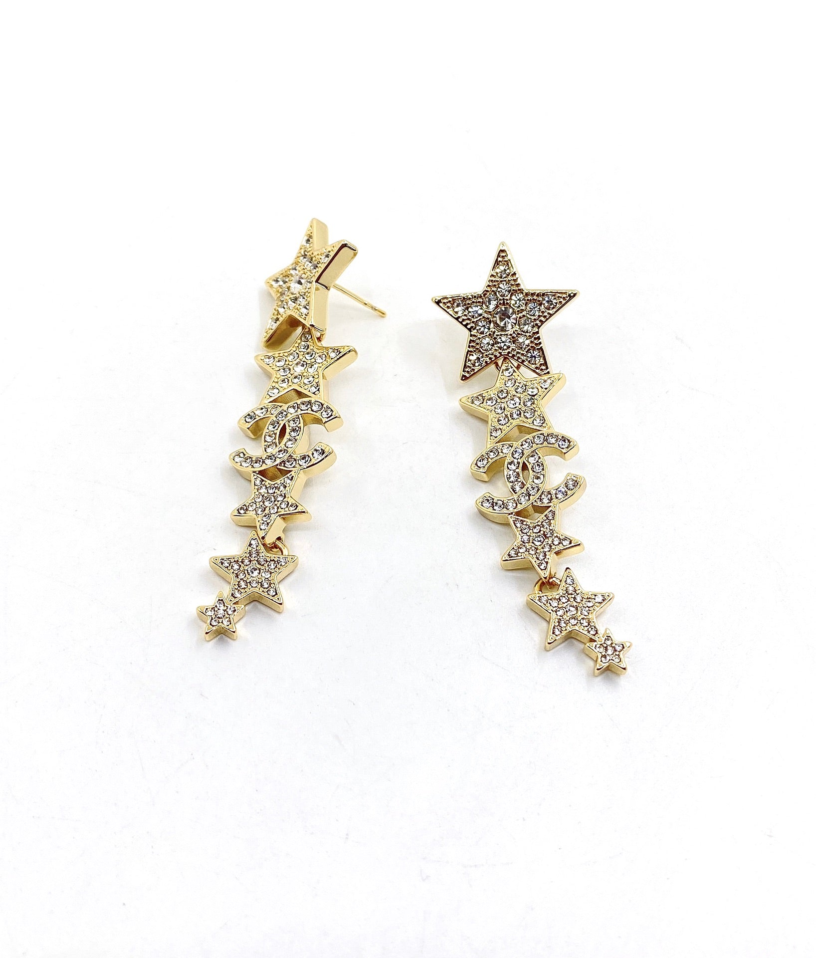 18K Chanel Star Diamonds Pendant Earrings