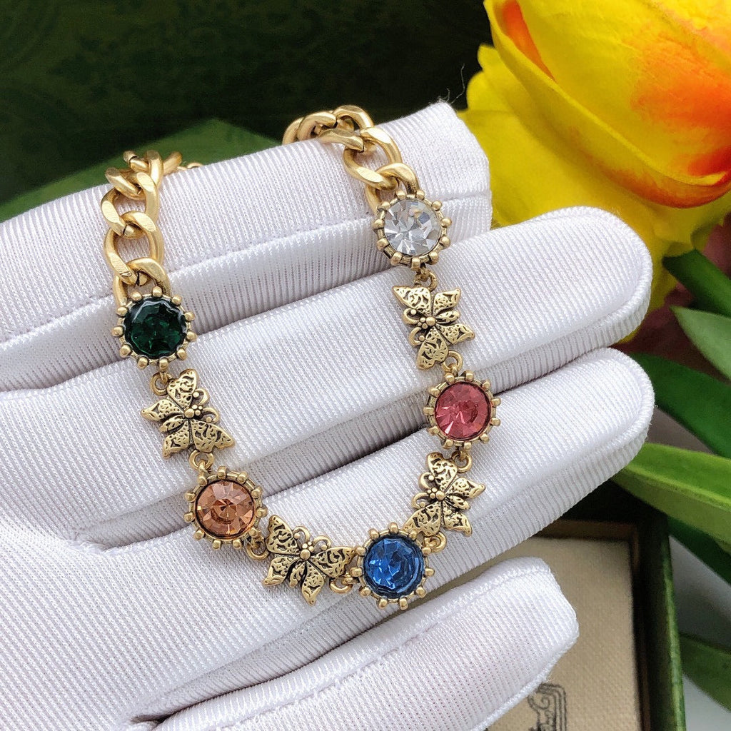 18K Gucci Double Interlocking Gucci Crystals Bracelet