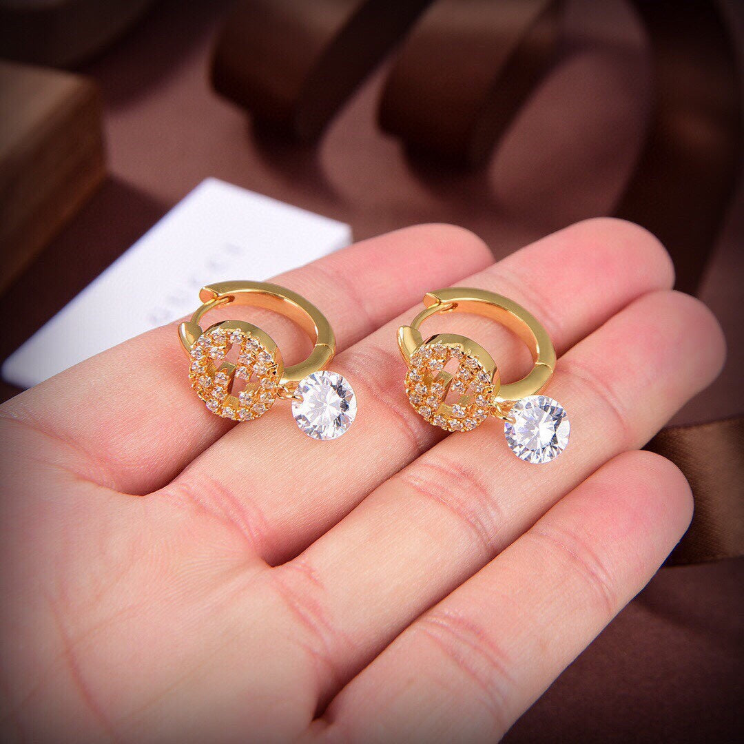 18K Gucci Double Interlocking Gucci Diamond Earrings