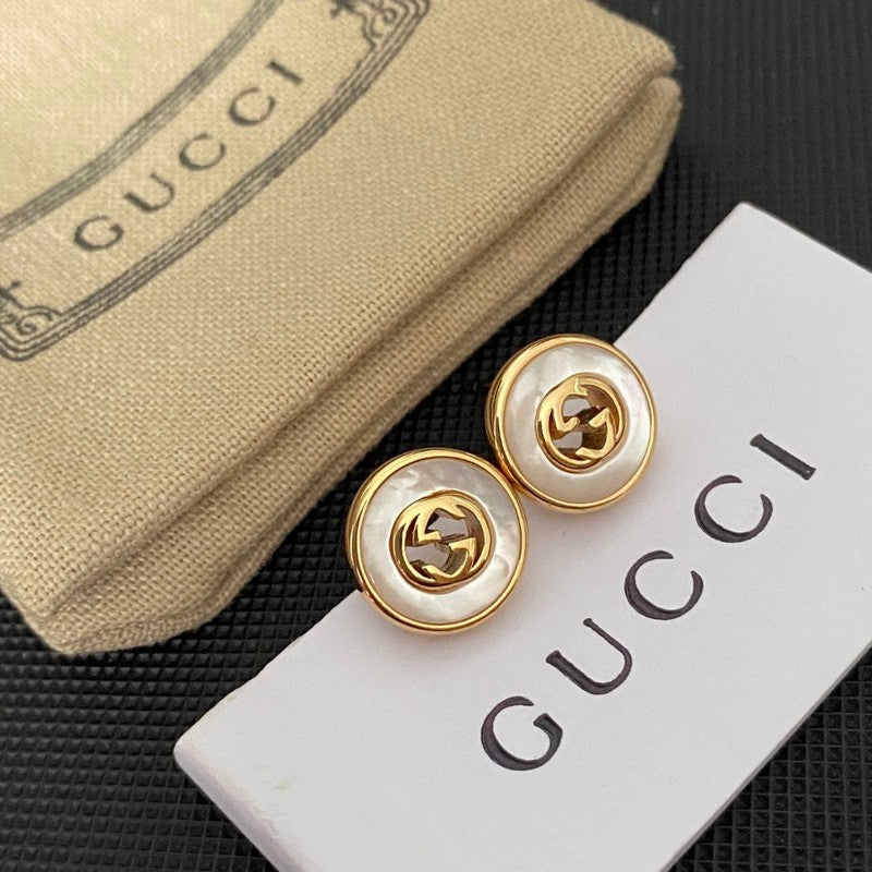 18K Gucci Double Gold Pearl Earrings