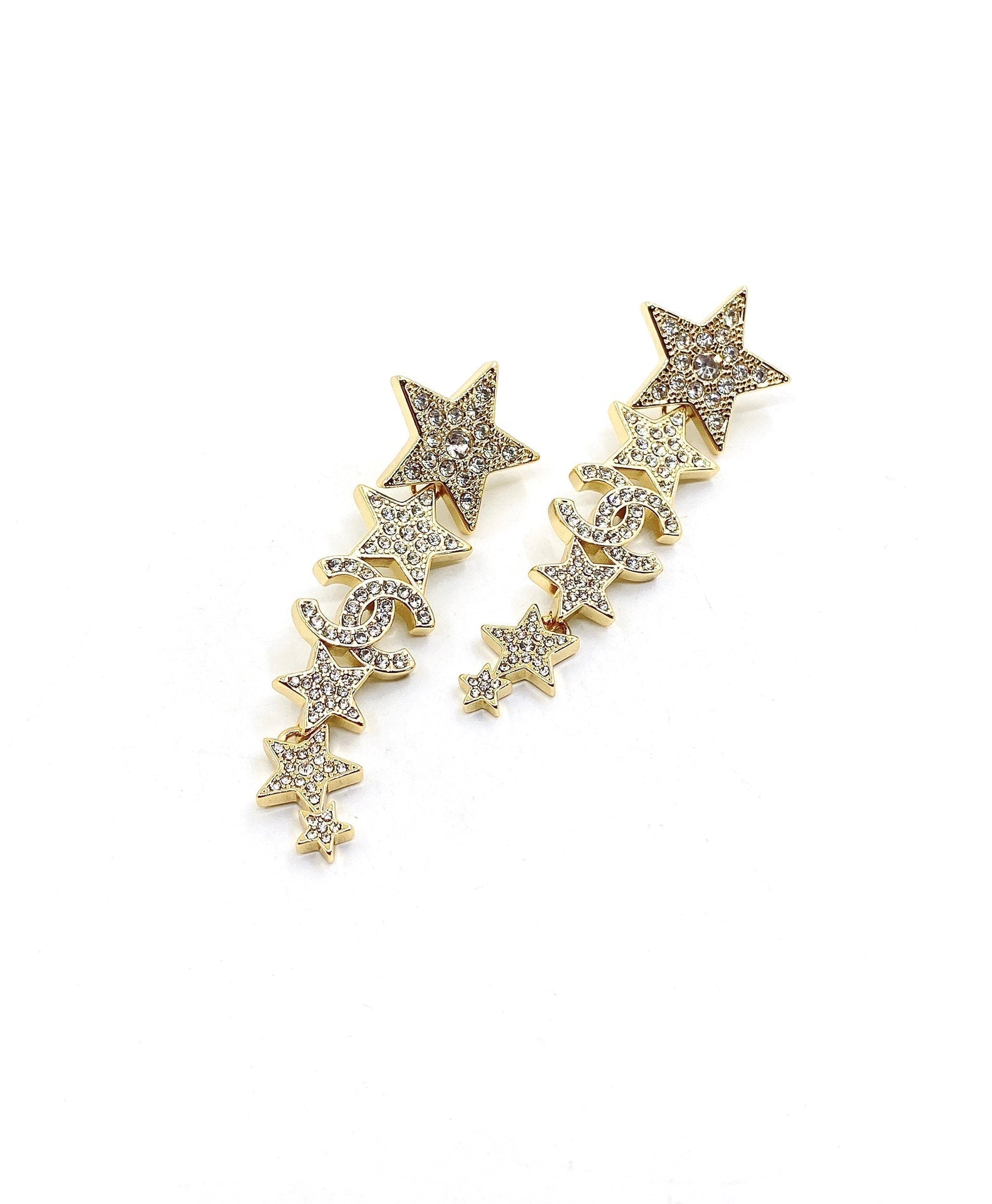 18K Chanel Star Diamonds Pendant Earrings