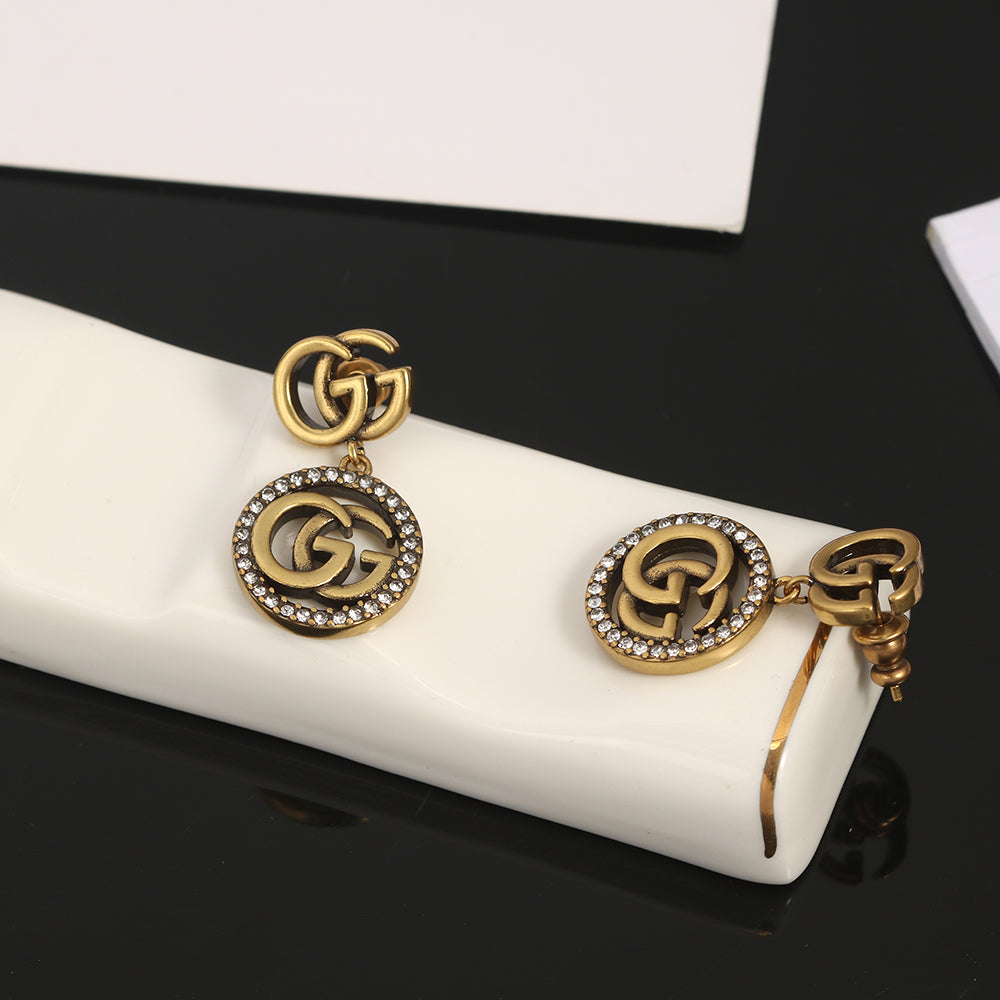 18K Gucci Double Crystals Vintage Earrings