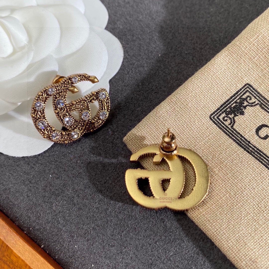 18K Gucci Double Crystals Earrings