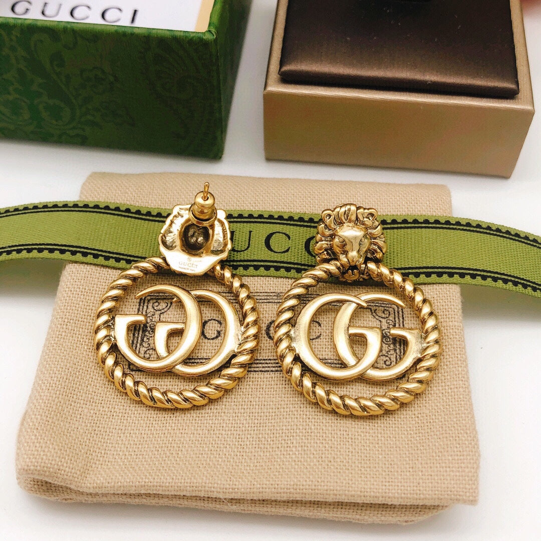 18K Gucci Double Pendant Earrings