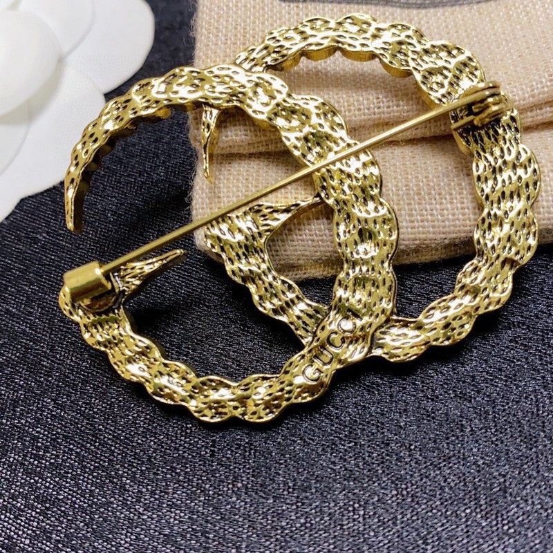 18K Gucci Double Color Crystal Brooch