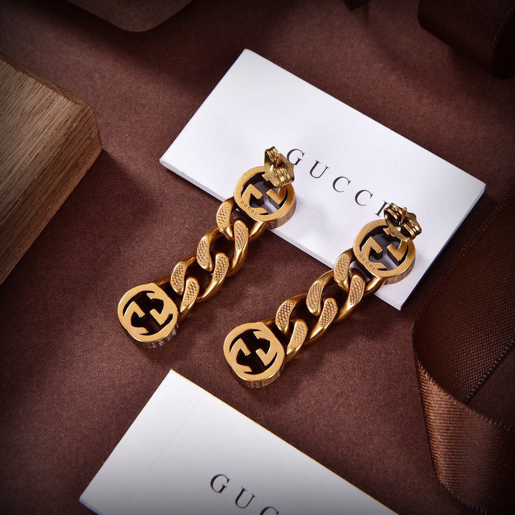18K Gucci Double Chain Earrings