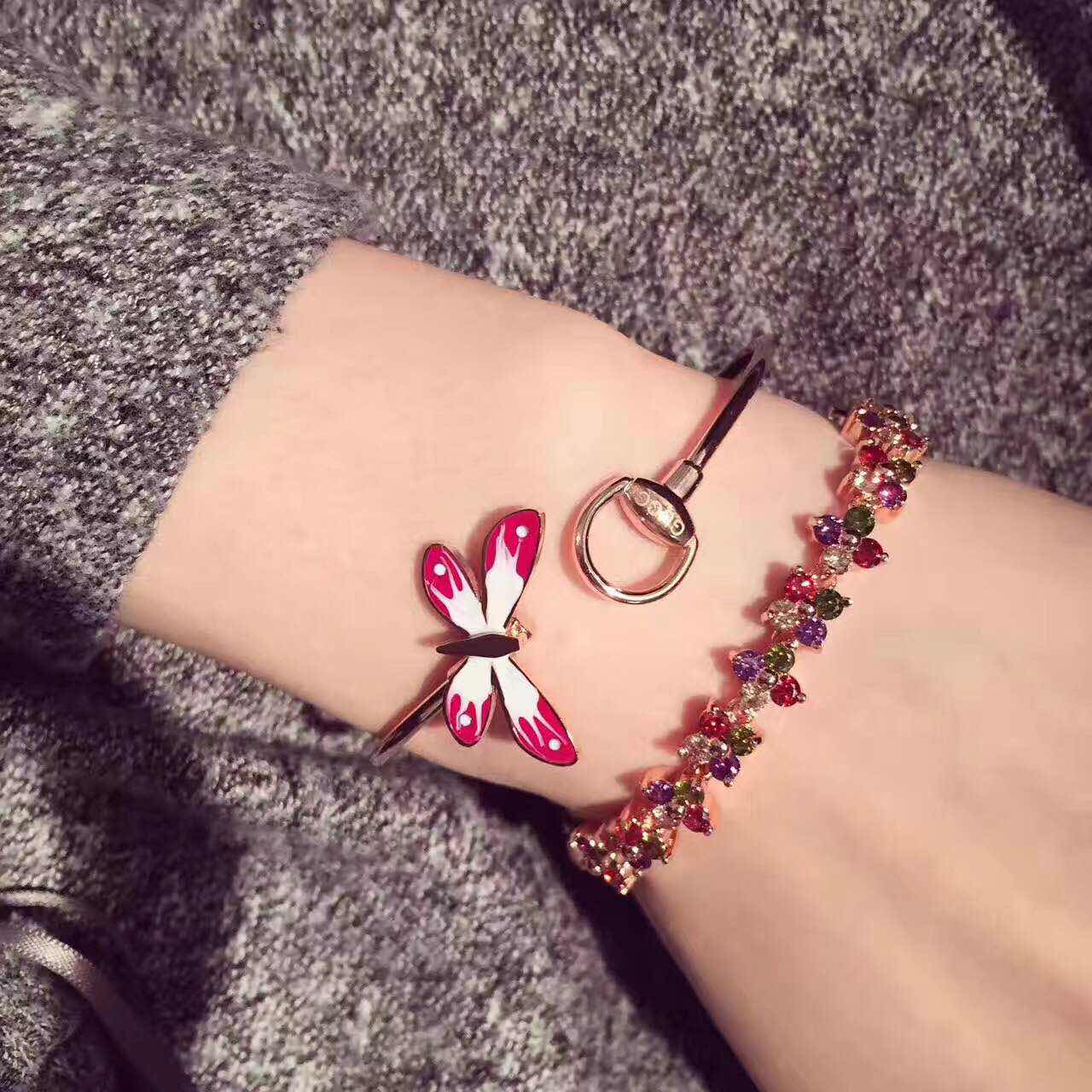 18K Gucci Double Flora Bangle Bracelet