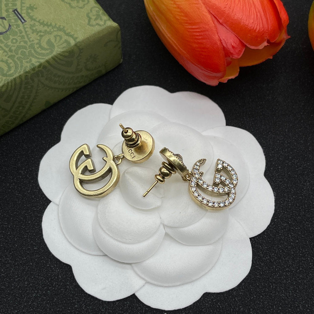 18K Gucci Double Crystals Earrings