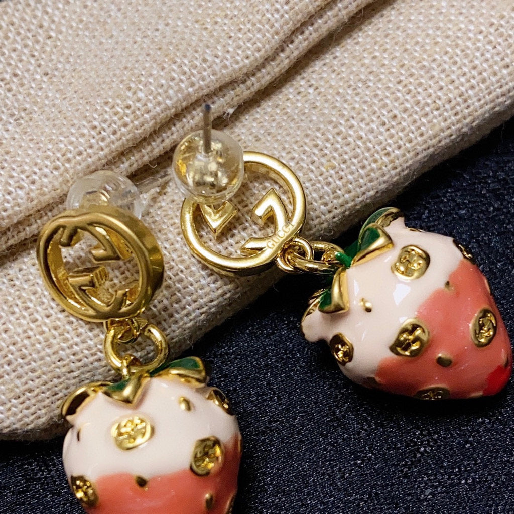 18K Gucci Double Strawberry Earrings