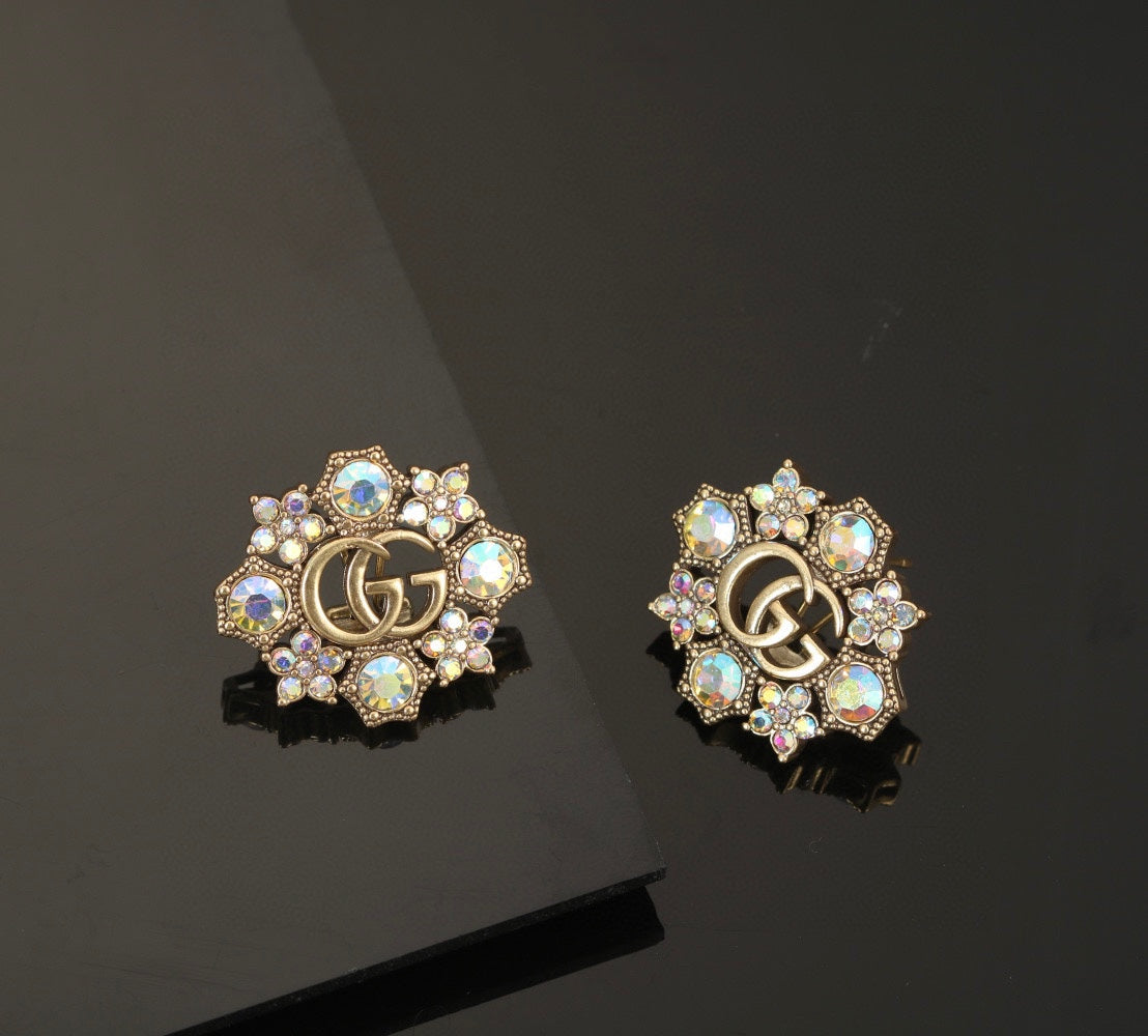 18K Gucci Double Blue Flowers Earrings