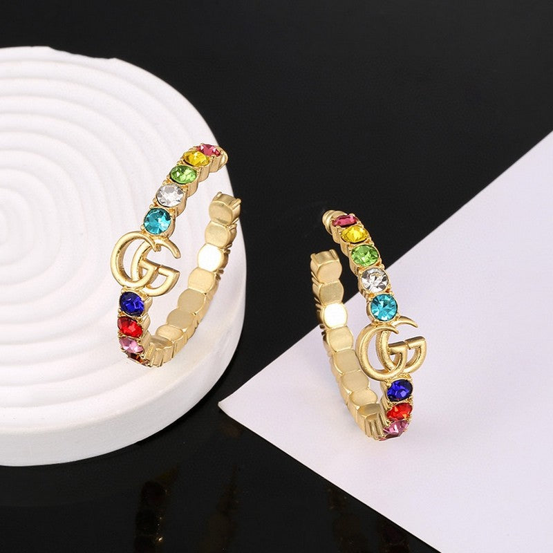 18K Gucci Double Color Crystal Earrings