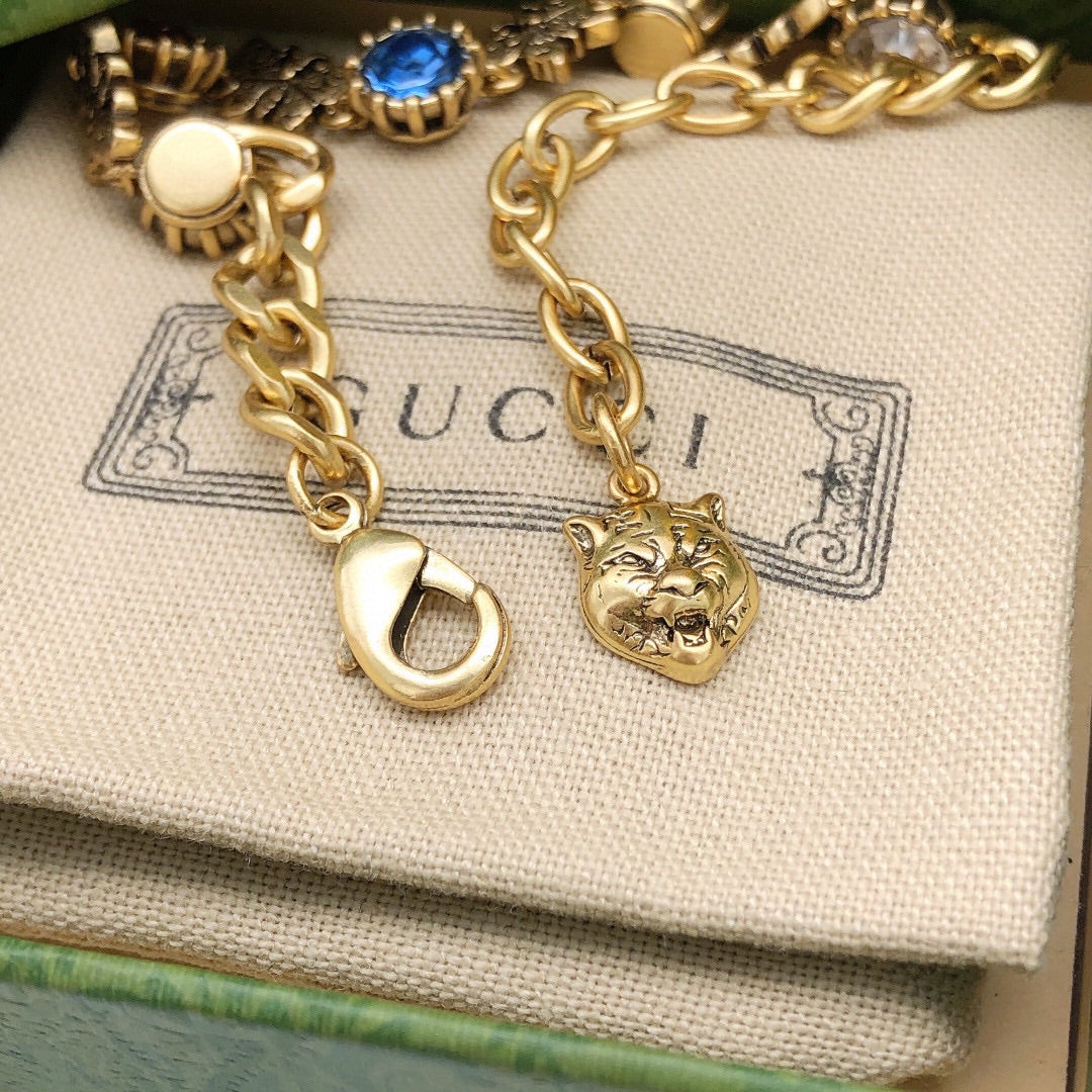 18K Gucci Double Interlocking Gucci Crystals Bracelet
