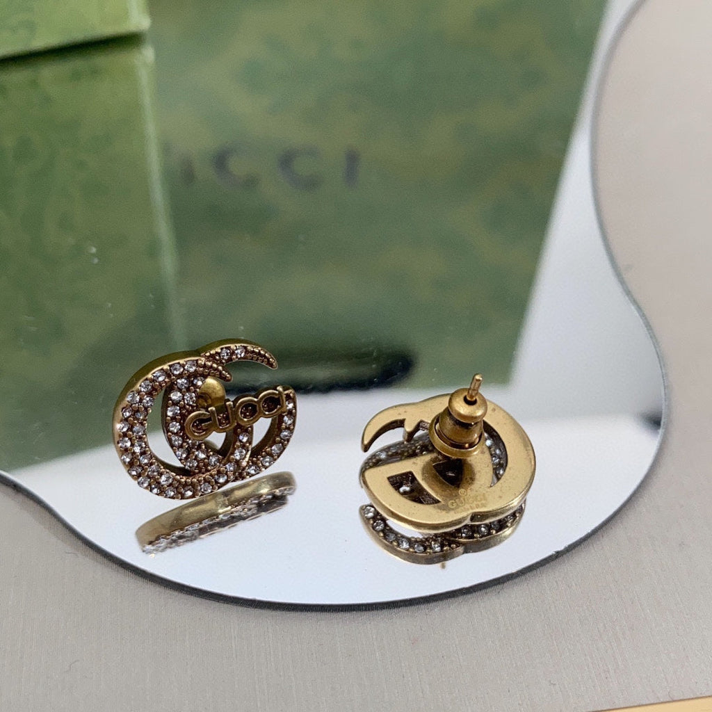 18K Gucci Double Logo Diamonds Earrings