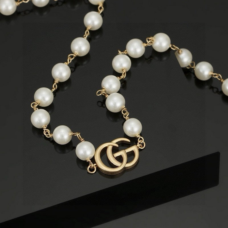 18K Gucci Double Pearl Necklace