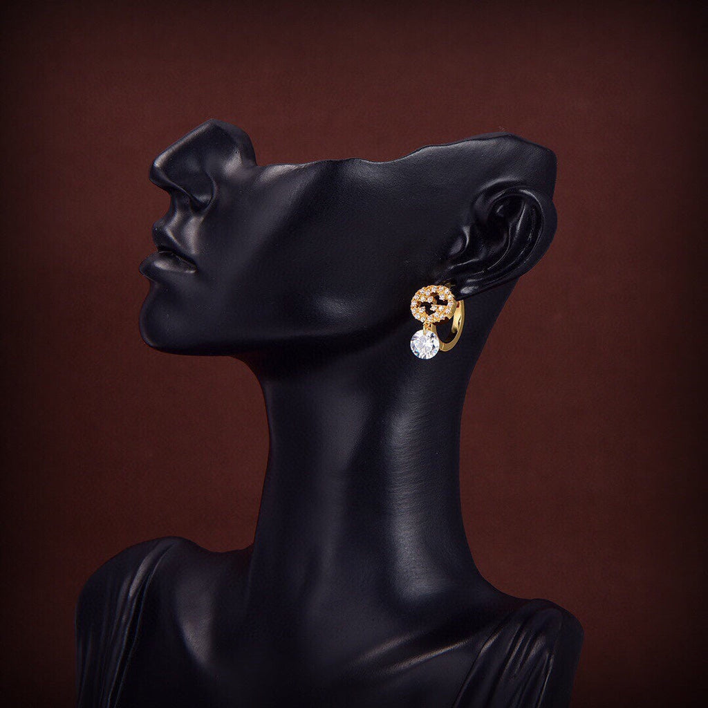 18K Gucci Double Interlocking Gucci Diamond Earrings