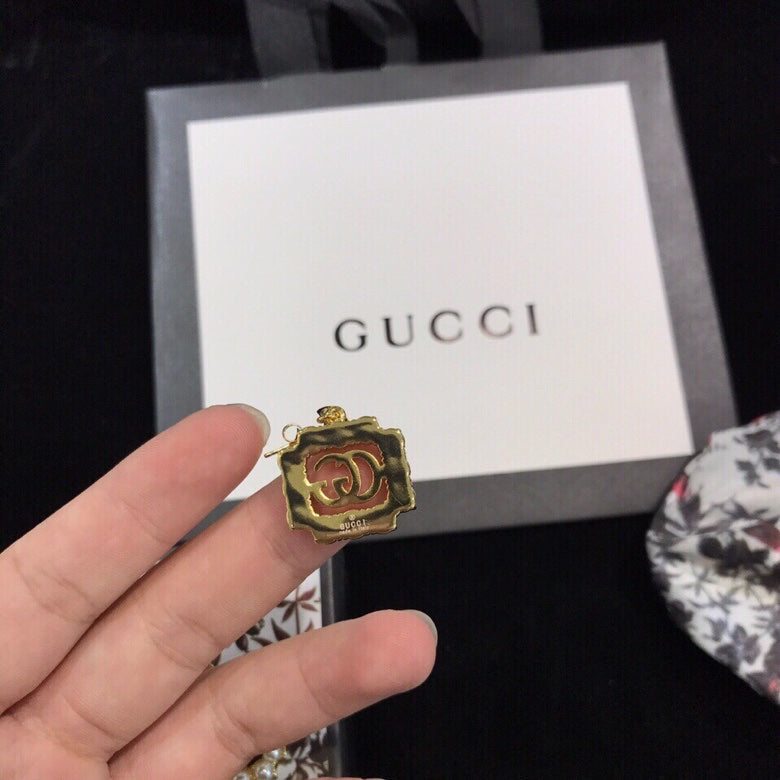 18K Gucci Double Square Pearl Earrings