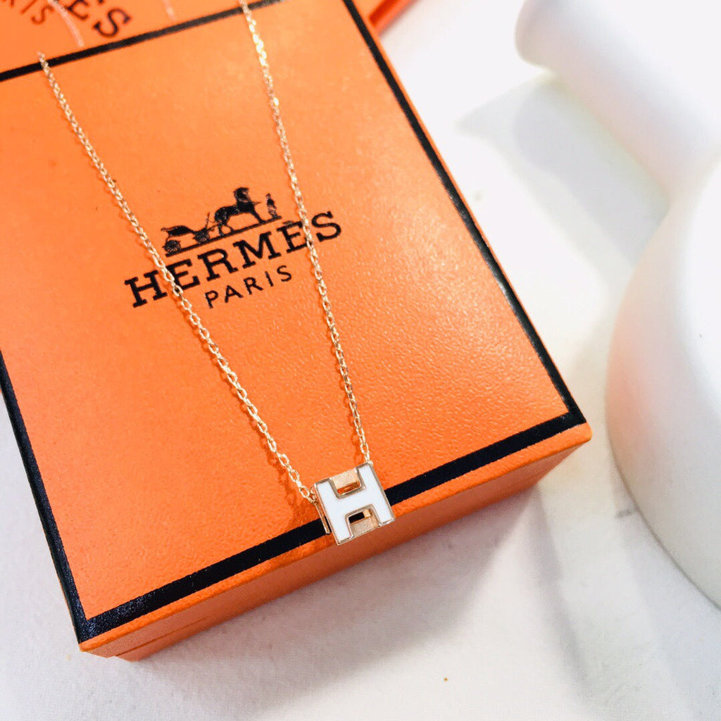 18K Hermes Cage D'H White Necklace