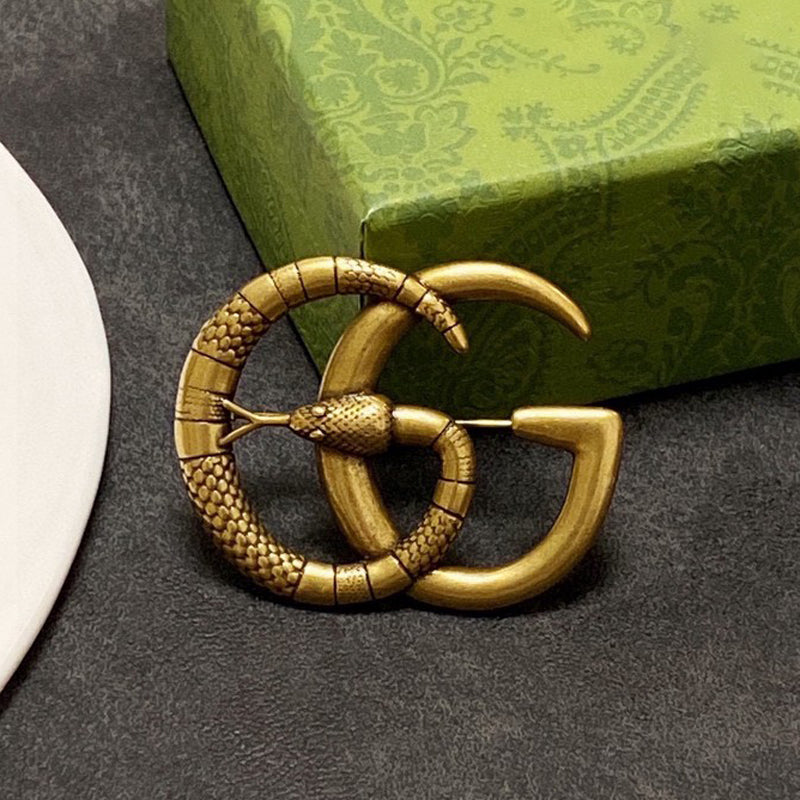 18K Gucci Double Snake Brooch