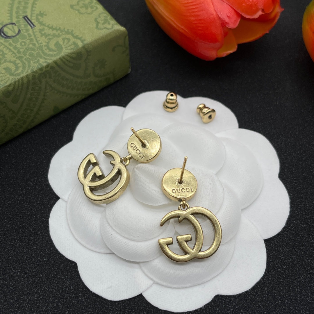 18K Gucci Double Crystals Earrings