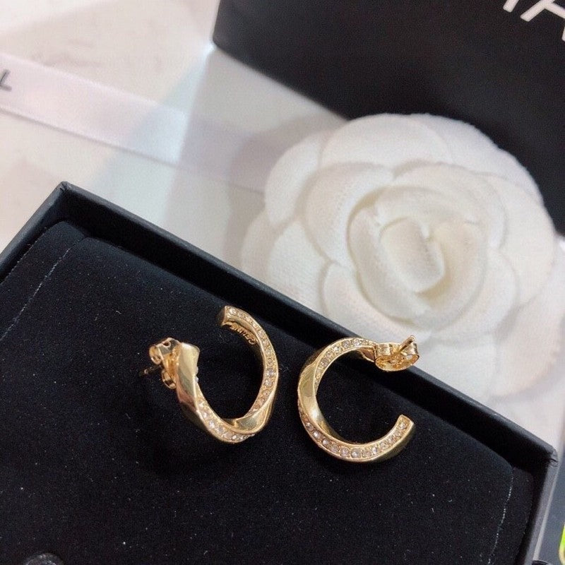 18K Chanel Half Circle Diamond Earrings