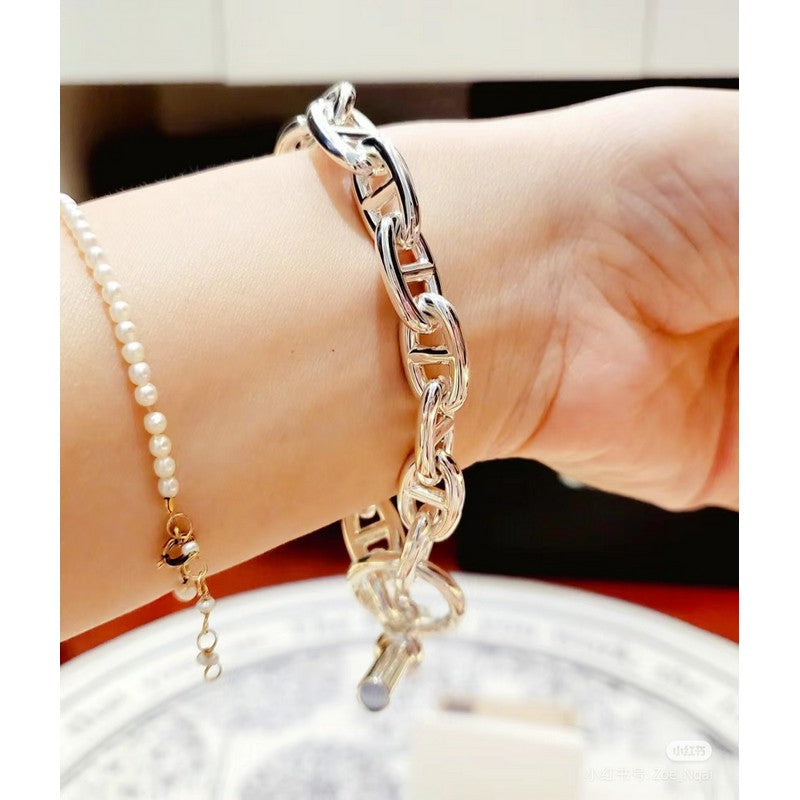 18K Hermes Cha?ne D'ancre Encha?n ̈¦e Bracelet