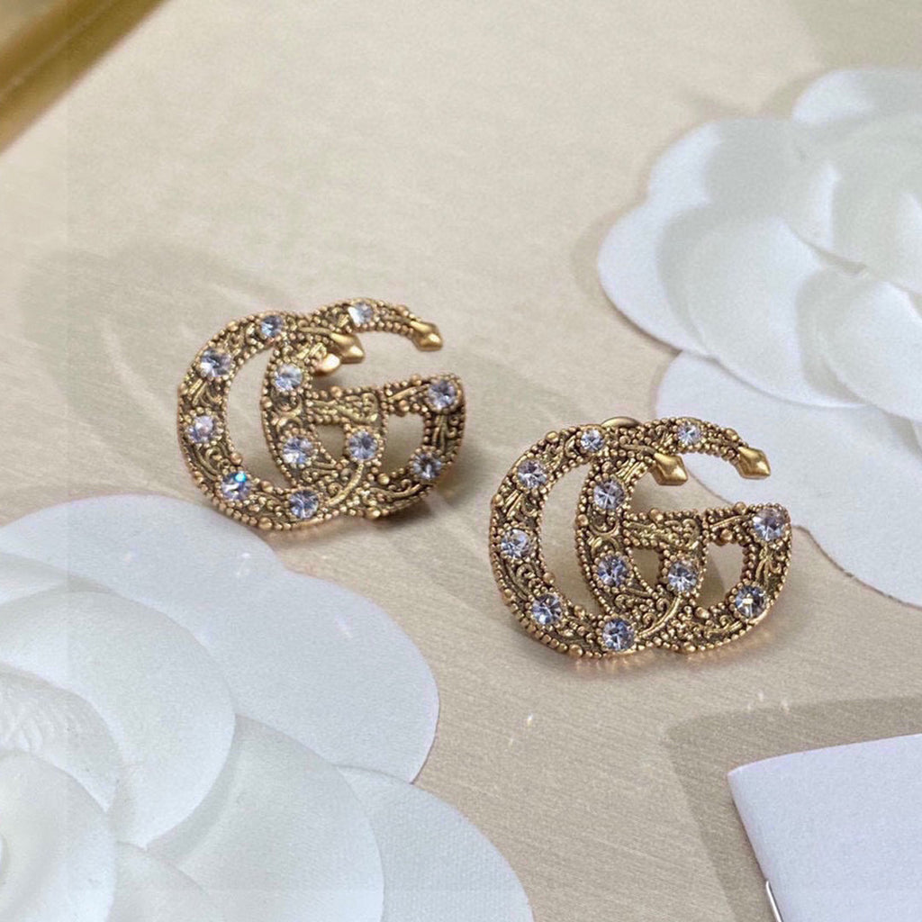 18K Gucci Double Crystals Earrings