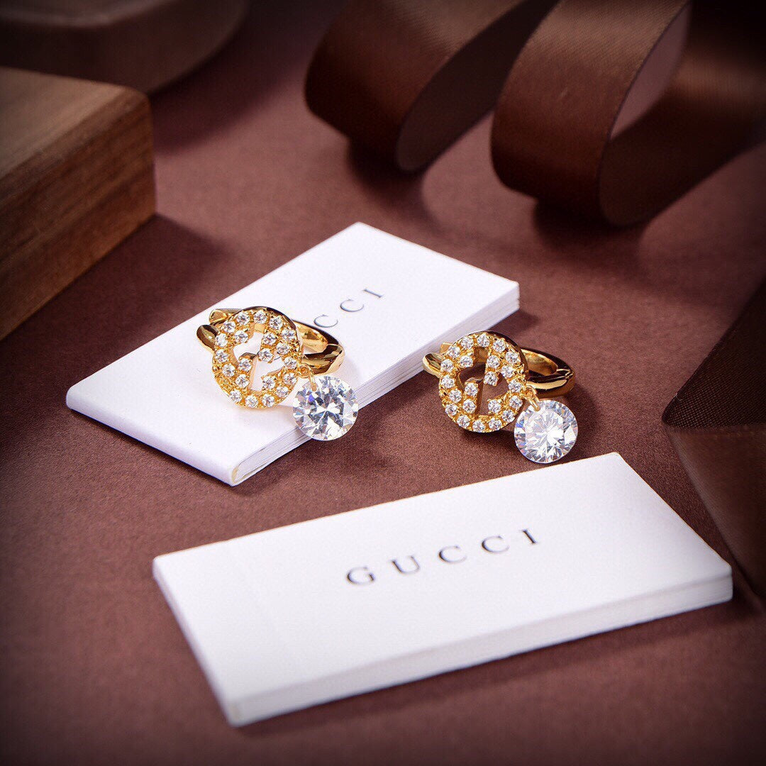 18K Gucci Double Interlocking Gucci Diamond Earrings